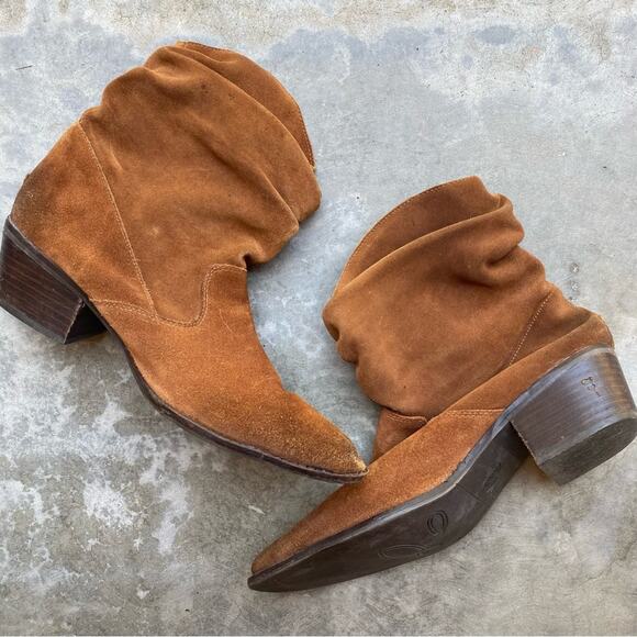 Reba suede tan leather slouch hotties - Picture 2 of 8